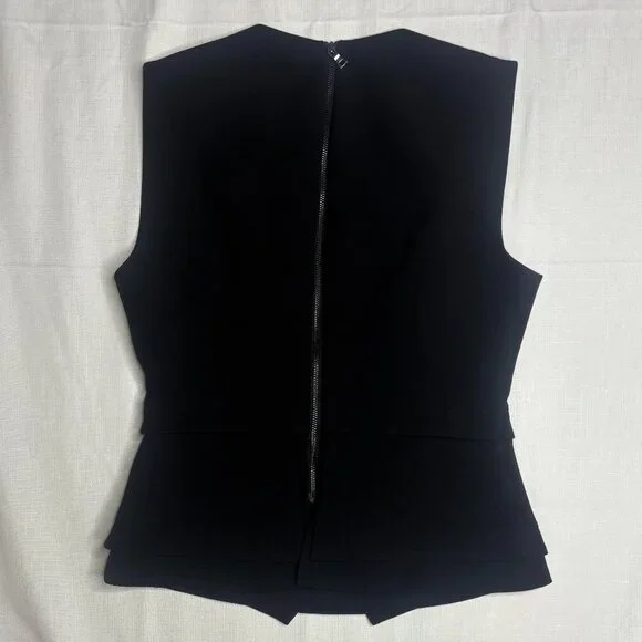 BCBGMaxAzria Stelloun Grommet Sleeveless Peplum Tank Top Black Silver Women NWT - Picture 5 of 5